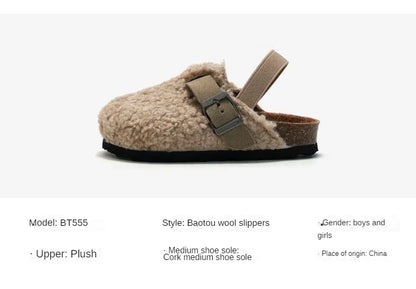 Kids Fleece Slippers - Warm Plush Clogs for Boys & Girls | Soft Sole Baby Shoes