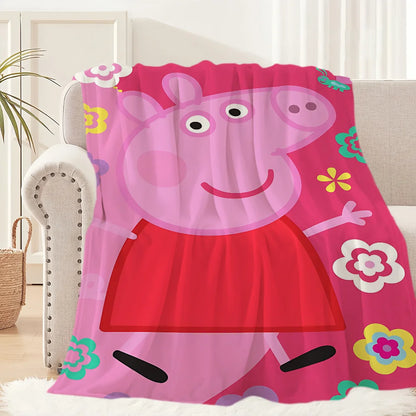 Cartoon Cute P-Pep-pa P-Pig Blanket Blanket for Couch Sofa Travel Home Hiking Picni Bed Beding Flannel Blanket birthday gift