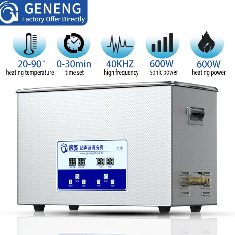 GENENG Ultrasonic Cleaner Ultrasound  Bath Dental Ultra Sonic Cleaning Machine 1.3L/2L/3.2L/6.5L/10L/15L/22L/30L