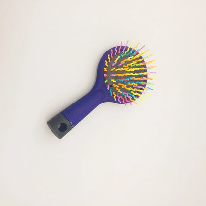 Rainbow Air Volume Paddle Hair Comb Brush with Makeup Mirror Detangler Hair Curl Straight Massage Comb Brush Hair Styling Tool