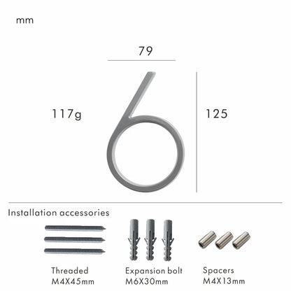 Nurlin 5 inchs 125mm Luxury Address Big House Numbers Modern Gold Black Silver Floating Signage Outdoor Digits Mailbox Sign