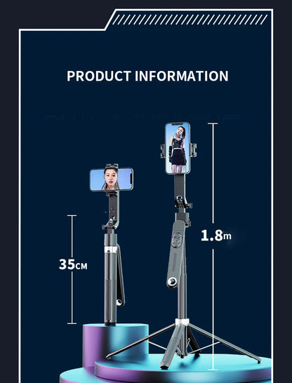1.8m Extendable Auto Face Tracking Selfie Stick Tripod 360° Rotation Phone Stand with Wireless Remote for Tiktok YouTube Vlog