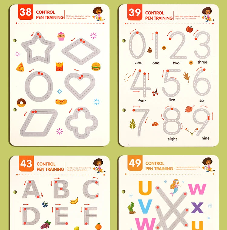 Montessori Writing Control Training Book Reusable Magical Tracing Workbook Practice Book Children Drawing Education Stationery