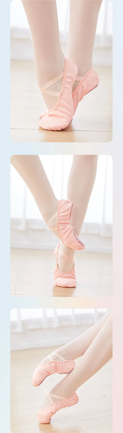 Ballet Shoes for Girls & Women - Stretch Canvas Dance Slippers with Split Sole & Elastic Fit