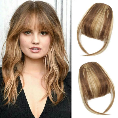 Women Clip-in Bangs Natural Wispy Forehead Hair Extensions Faux French Bangs Girls Straight Air Bangs Fringe Wig Hairpieces