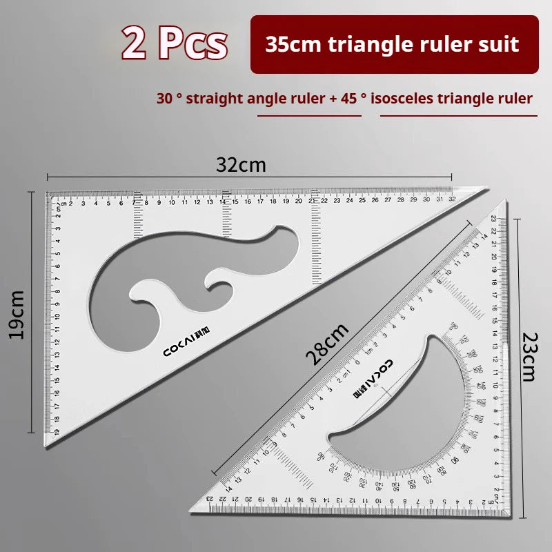 Multifunctional Triangular Ruler 18/22/27/32/37/42CM Hand-drawn Triangle Board Protractor Woodworking Interior Drawing Design