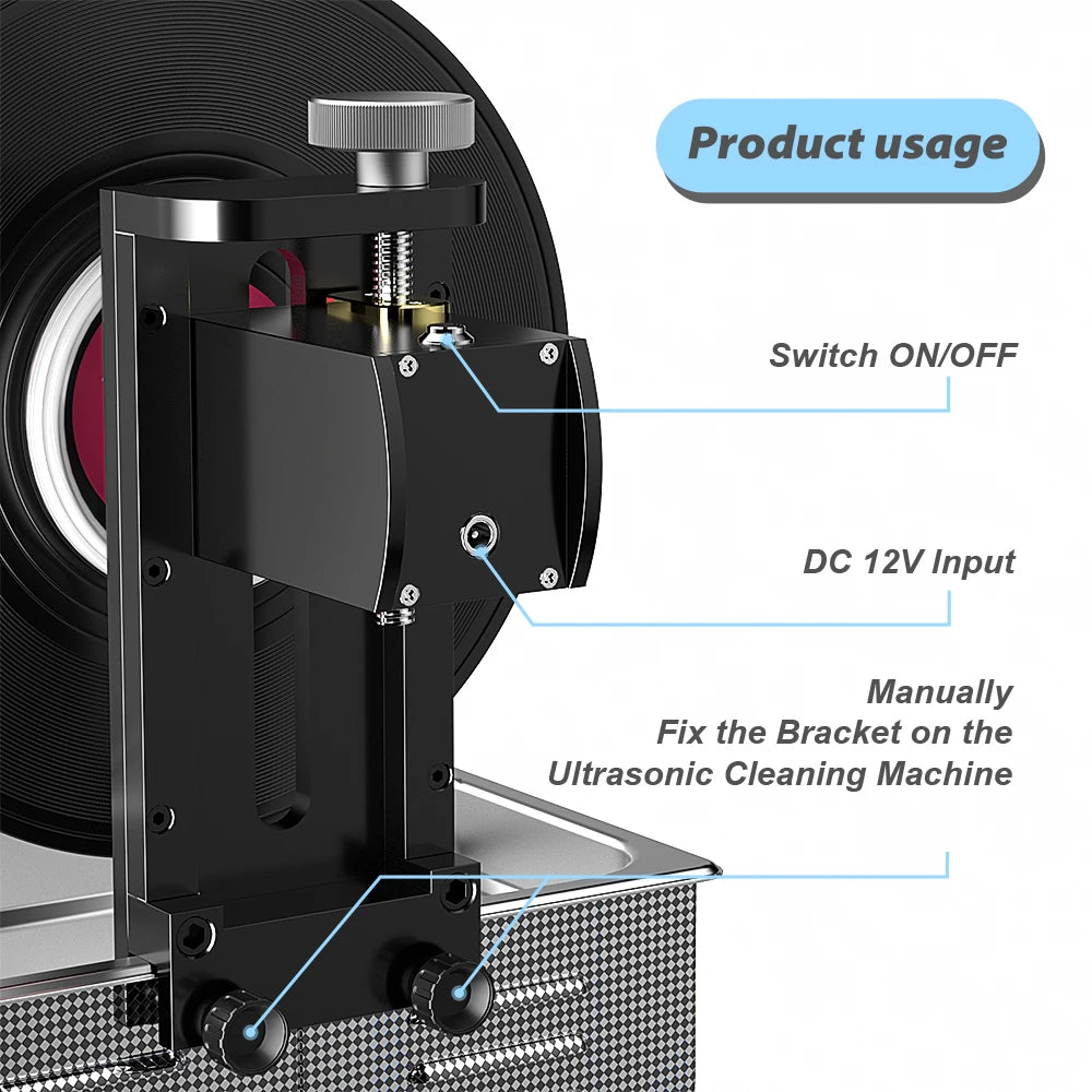 6.5L Vinyl Record Ultrasonic Cleaner with Bracket(Set) for Wash LP 12 Inch Records Label Saver Aluminum CNC Made 220V EU Plug