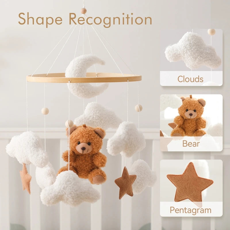 Baby Crib Mobile Bed Bell Toys Musical Rattle Educational Toys Bed Bell Newborn Mobile Bed Bell Bracket Baby Hanging Toys Holder