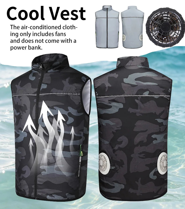 Summer Cooling Fan-Equipped Air-Conditioned Vest—Ideal for High-Temperature Work Environments; Breathable Outdoor Cooling Vest