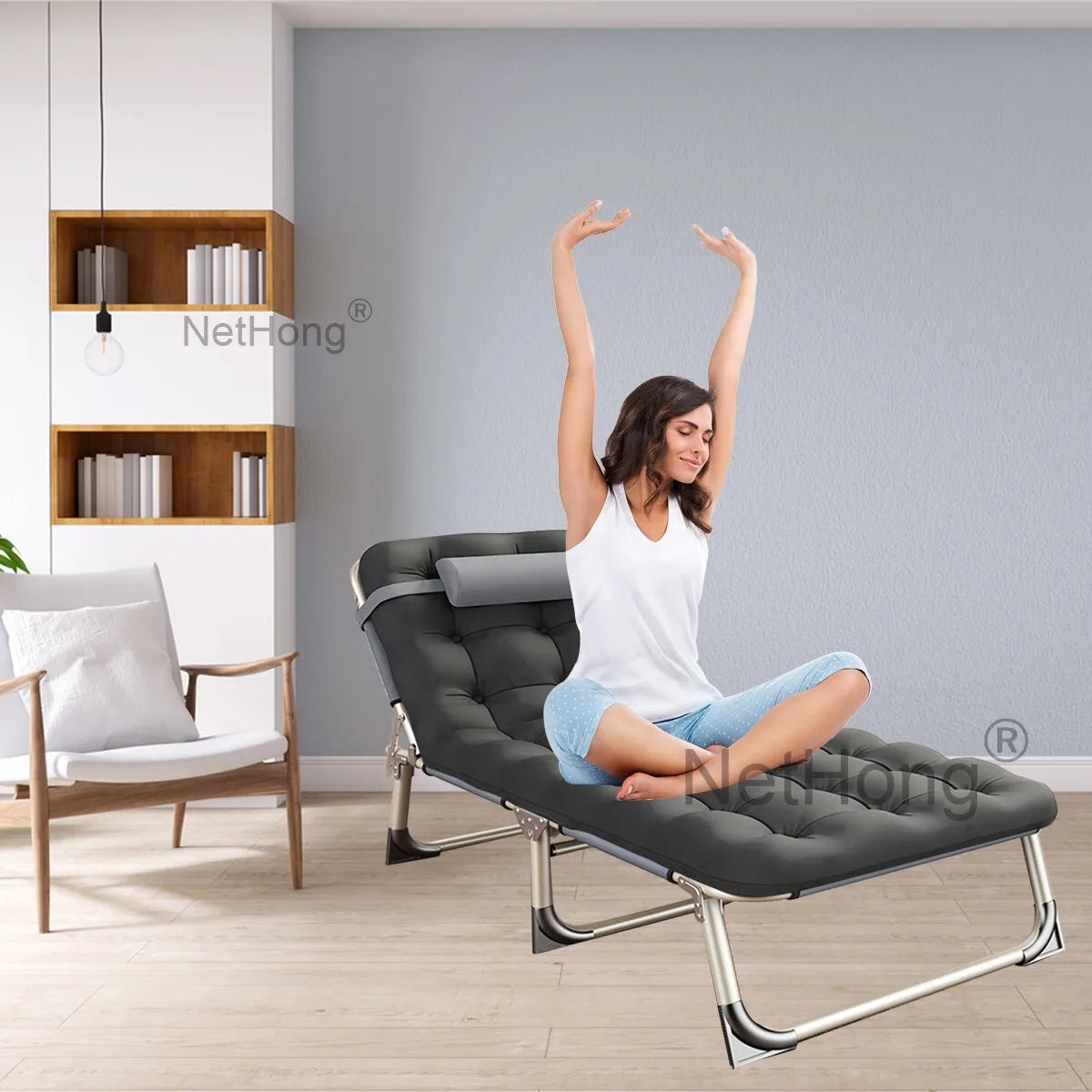 Cot Heavy-Duty Portable Camping Folding Sleeping Bed With Mattress`