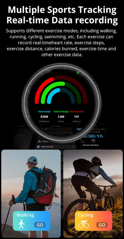 New COLMI R12 Smart Ring, Wireless Charging, Display and Touch, Health Manager, Multi Sports Modes For Men Women, Gold, Silver