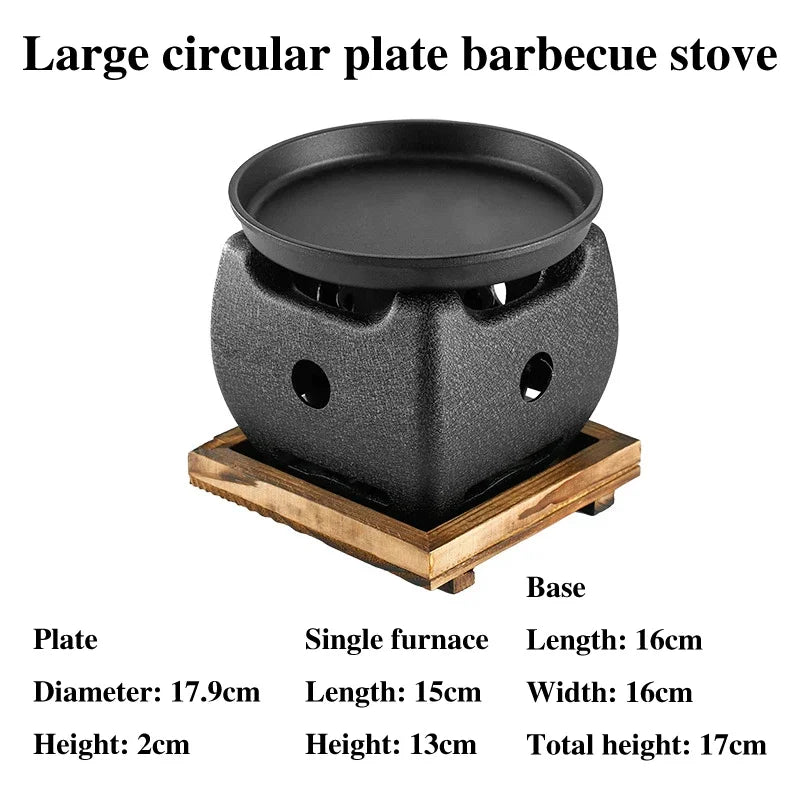 Aluminum alloy tea cooker Small oven Korean style cast iron barbecue dish portable grill korean bbq Japanese charcoal grill