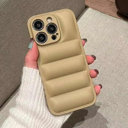 Colorful Down Jacket pattern silicon phone case for iPhone 16 15 14 13 12 11 Pro Max Plus full camera shockproof soft back cover