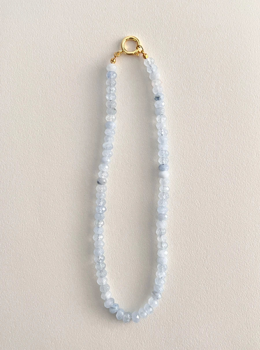 Colored Semi-precious Stone Fashion Necklace 5*8 Cut Natural Stone Beaded Necklace For women, Luxury Handmade  Jewelry