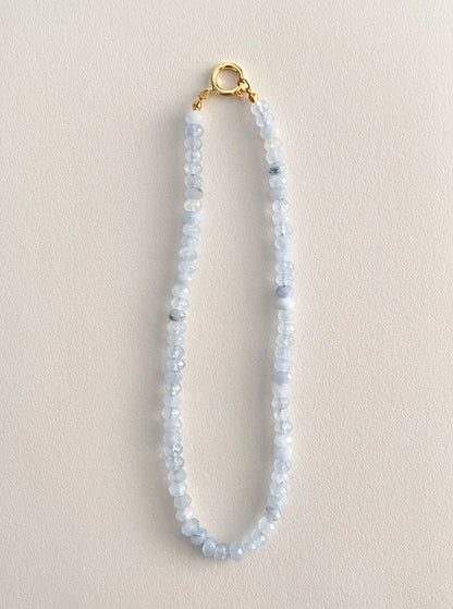 Colored Semi-precious Stone Fashion Necklace 5*8 Cut Natural Stone Beaded Necklace For women, Luxury Handmade  Jewelry