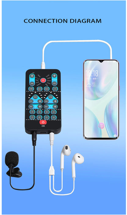 M10 Voice Changer Device Karaoke Function Male Female Voice Switch Universal Portable Sound Changer Card Fine Tuning for Live