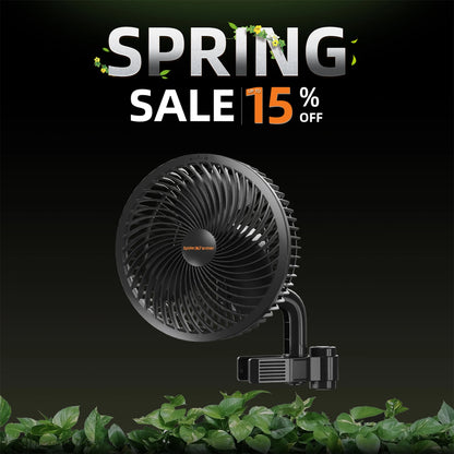 Spider Farmer 6 Inch Clip On Fan - Oscillating Grow Tent Fan 7-Speed Control | 300 CFM Airflow