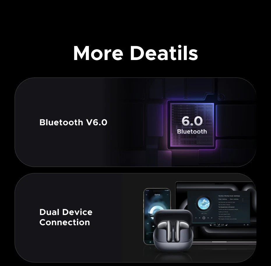 UGREEN Lightbuds Semi-open Adaptive Active Noise Cancellation ANC Wireless Bluetooth Earphones With LCD Full Color Smart Screen