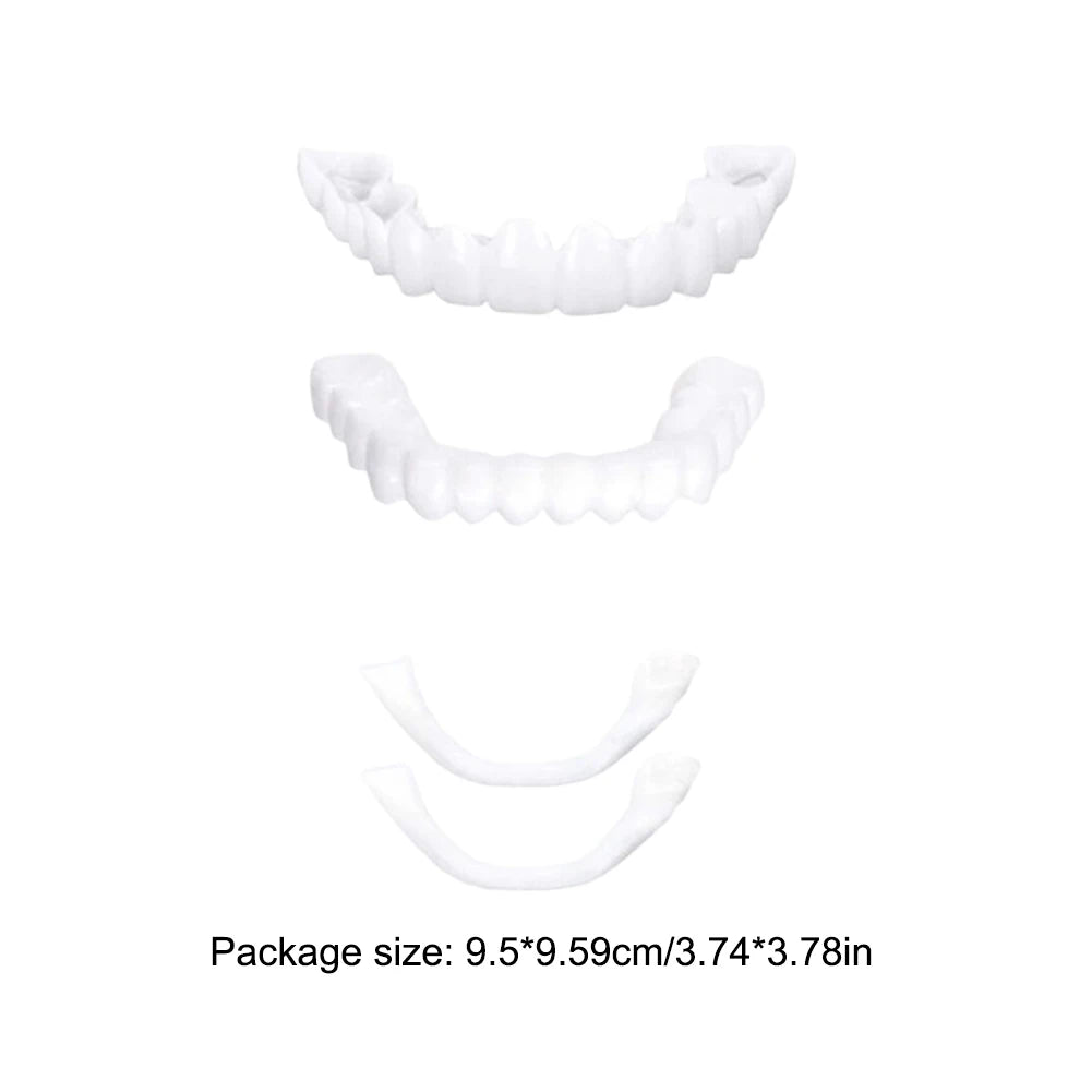 2 Pairs Regain Confident Smile Smile Whitening Teeth Snap Cap Denture Care Comfort Upper and Lower Jaw Denture for Men and Women