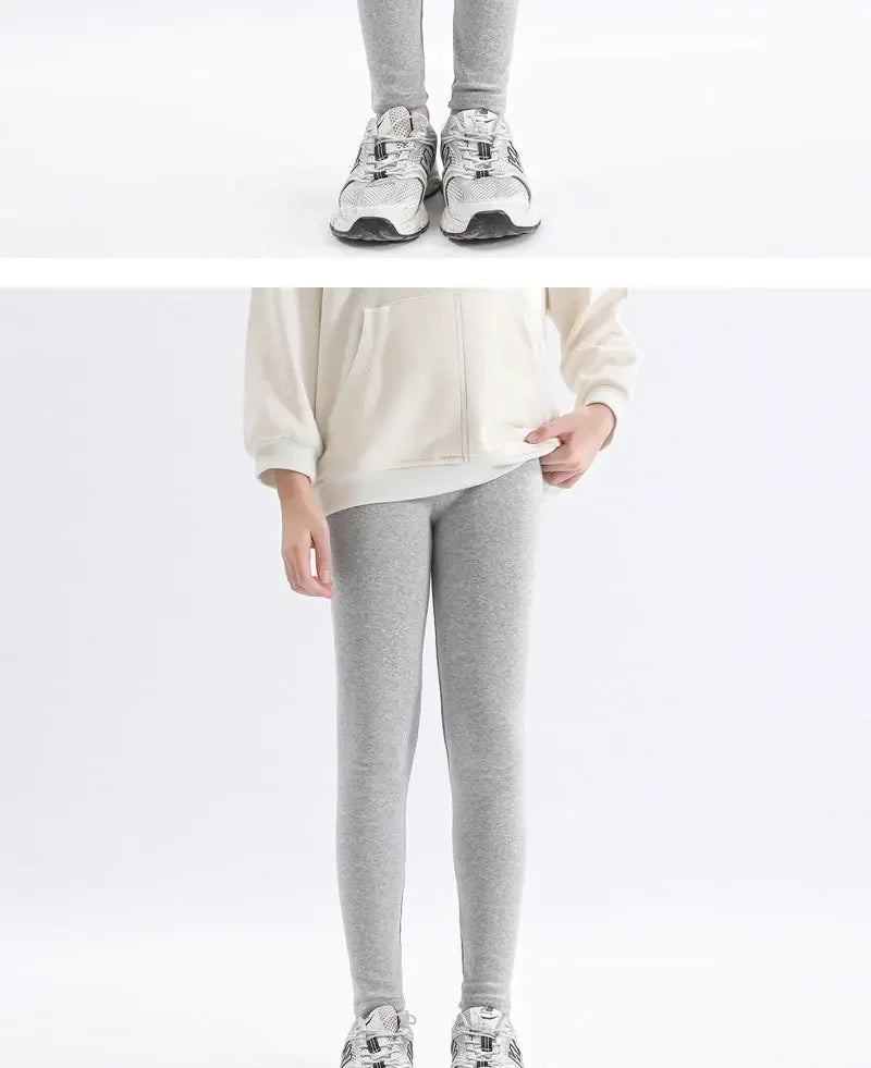 Girls Pure Cotton Long Pants - Slim Fit Thermal Underwear for Kids | Spring Autumn Base Layer