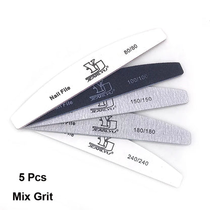 5/25Pcs/Lot Nail File Mix Color 80/100/150/180/240 Grit Professional Sandpaper Cuticle Remover Buffer Files Manicure Tool Set