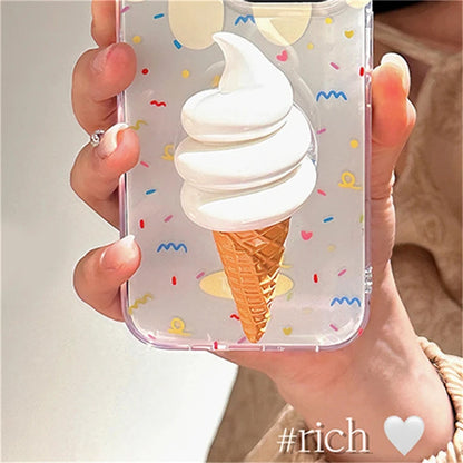 Cute 3D Ice Cream Folding Finger Ring Holder Phone Grip Tok Holder Socket Pocket Support For IPhone Expanding Stand Support
