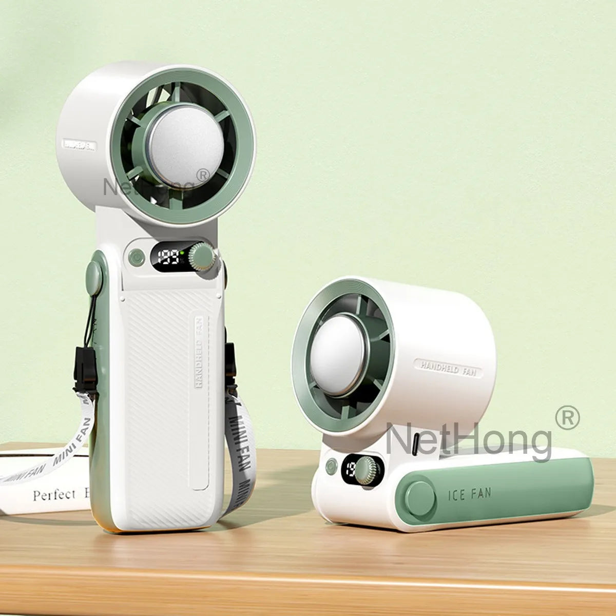 Portable Handheld Digital Turbo Fan 3600mAh Rechargeable 6 Speed Foldable Fan