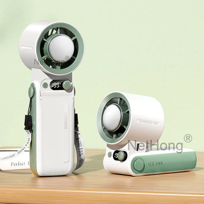 Portable Handheld Digital Turbo Fan 3600mAh Rechargeable 6 Speed Foldable Fan