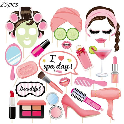 Make Up Theme Birthday Disposable Tableware Paper Plate Cups For Spa Makeup Girl Party Lipstick Red Lips Balloon Valentines Gift
