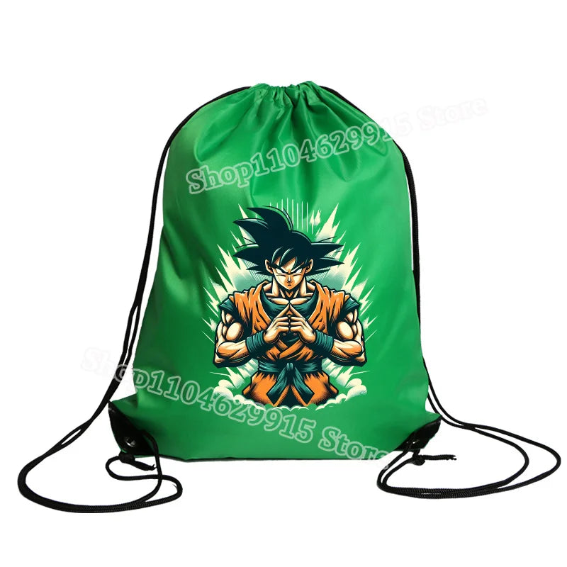 Dragon Ball Drawstring Bag Boys Goku Anime Figure String Pocket Swimming Pool Clothes Shoes Storage Waterproof Backpack Gifts