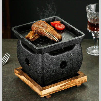 Aluminum alloy tea cooker Small oven Korean style cast iron barbecue dish portable grill korean bbq Japanese charcoal grill