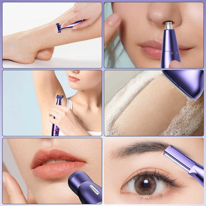 Sejoy 6-In-1 Body Hair Trimmer Kit Electric Beard Shaver Men Women Nose Hair Trimmer Eyebrow Razor Portable Body Hair Shaver