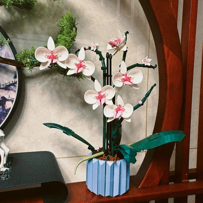 Icons Bouquet Of Artificial Flower Orchid Potted Plants Building Blocks Model Brick Moc Girls Toys DIY Mom Gift For Adults