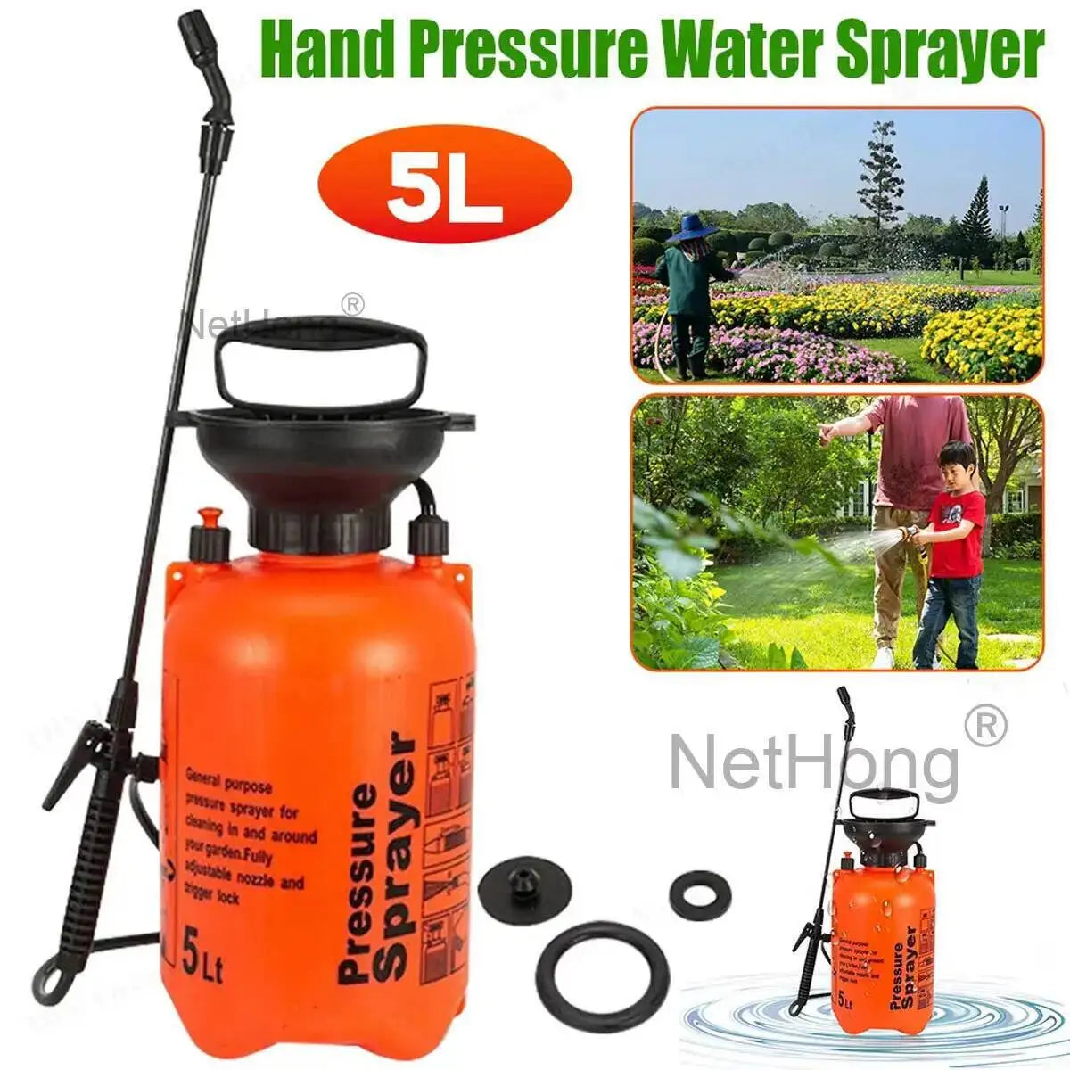 NEW 5 Litre Pressure Weed Killer Sprayer Garden Spray Bottle Chemical Water UK.