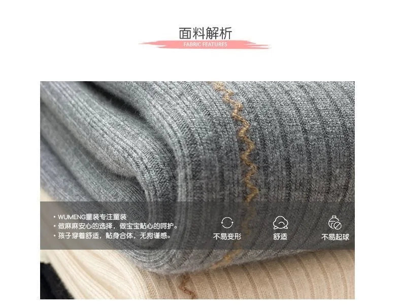 Girls with fleece leggings small children fall and winter thickened one body fleece outside wearing pants baby warm pantyhose