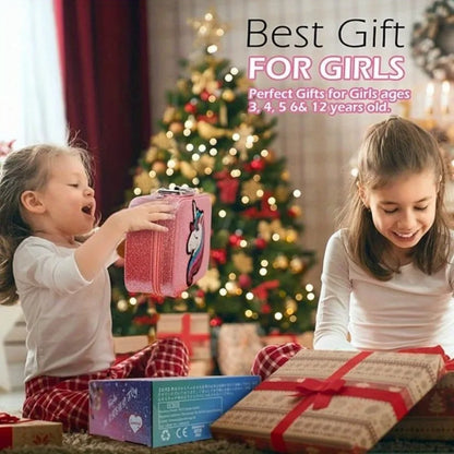 Girl Pink Unicorn Makeup Set with Box - Plastic Cosmetic Set, Non-Edible Toy Beauty Tools, Dress up Travel Bags, Birthday, Christmas, Halloween, Modern Style, Ideal Gift Boxed