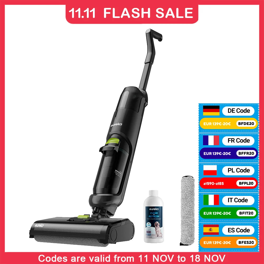EUREKA NEW400 Cordless Wet Dry Cordless Vacuum Cleaner, Lightweight, Smart Cordless Vacuum Cleaner and Mop, Self-Cleaning