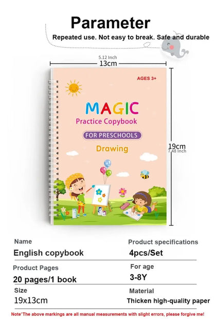 Writing Exercise Books English Groove Magic Practice Copybook Children's Book Learning Numbers Letters Alphabet Calligraphy Gift