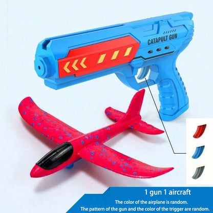 Kids Foam Catapult Plane Launcher - Outdoor Flying Glider Toy Set