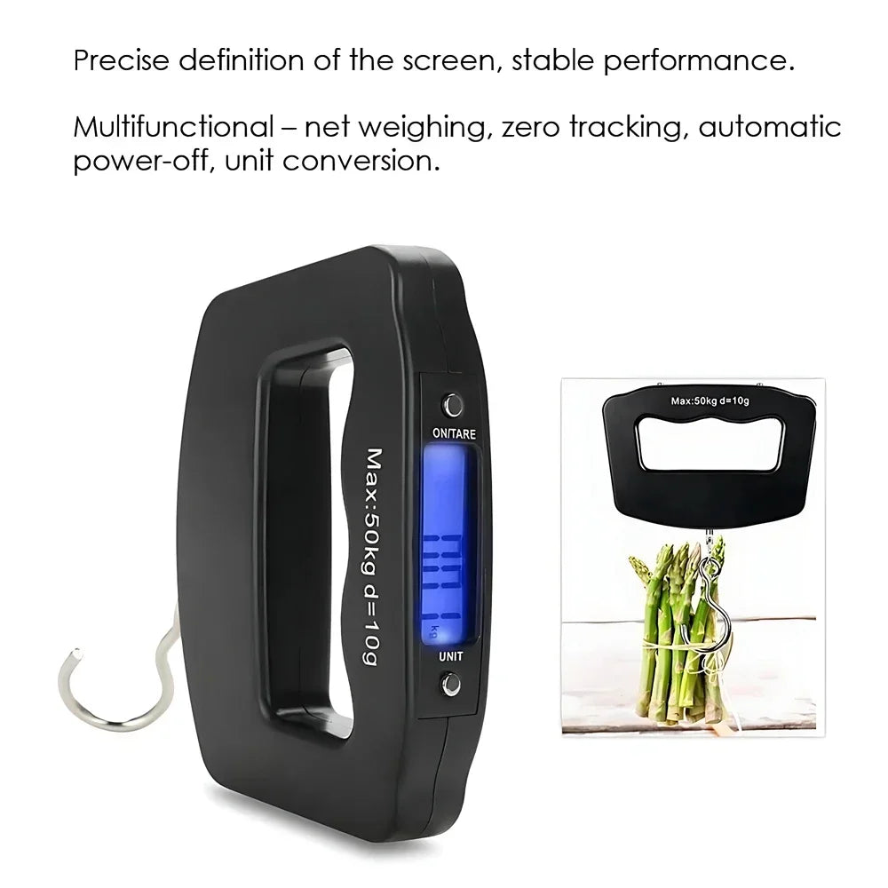 50kg Digital Luggage Scale Portable Suitcase Scale Handheld Electronic Scales Backlight Digital Display Travel Accessories