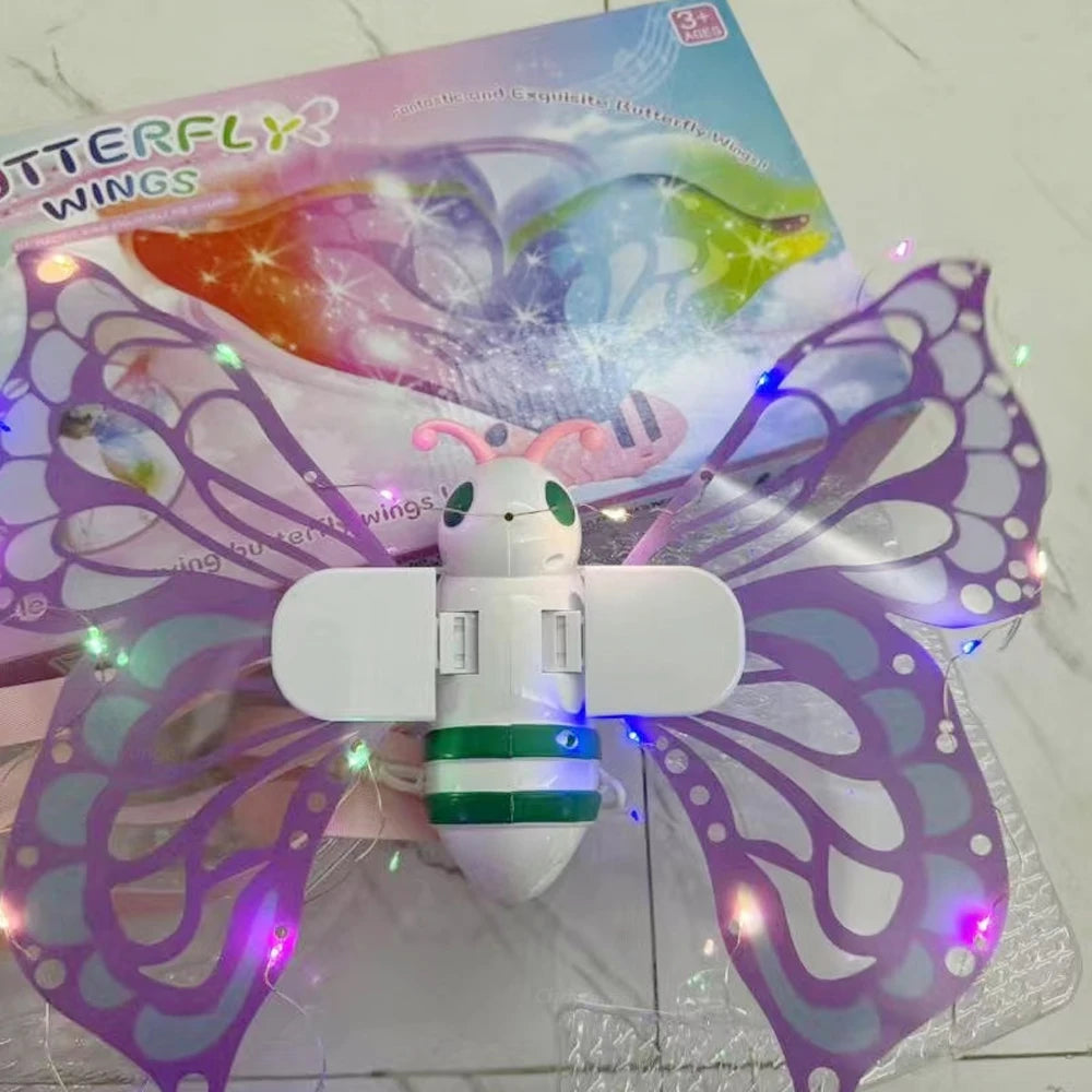 Electric Butterfly Wings Moving Elf Wing with Light Fairy Wings for Kids Birthday Christmas Cosplay Dress Up Angel Girls Toy