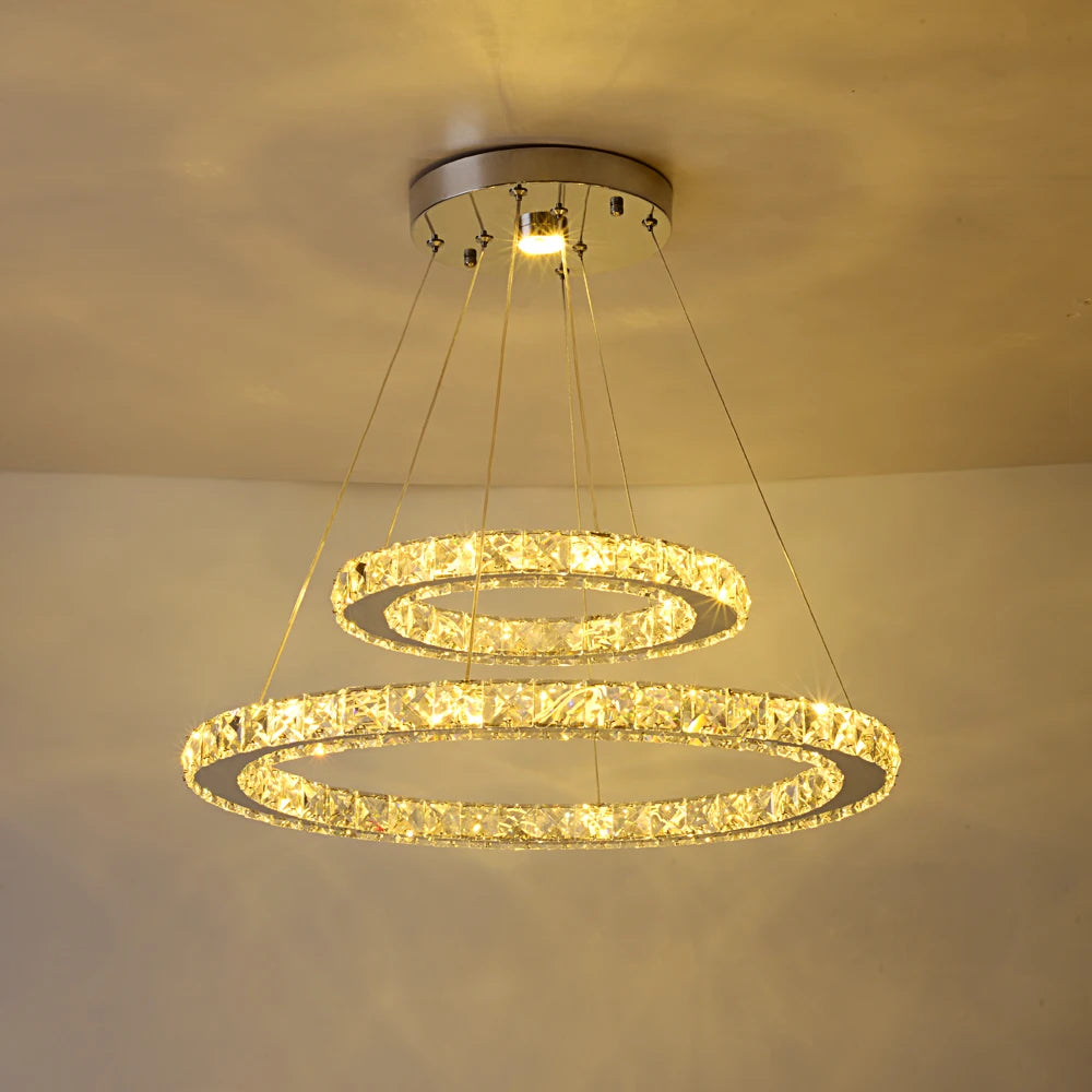 Luxury Rings Led Crystal Chandelier Mordern Pendant Light Living Dining Room Decor Fixture Suspension Luminaire Hanging Lustr