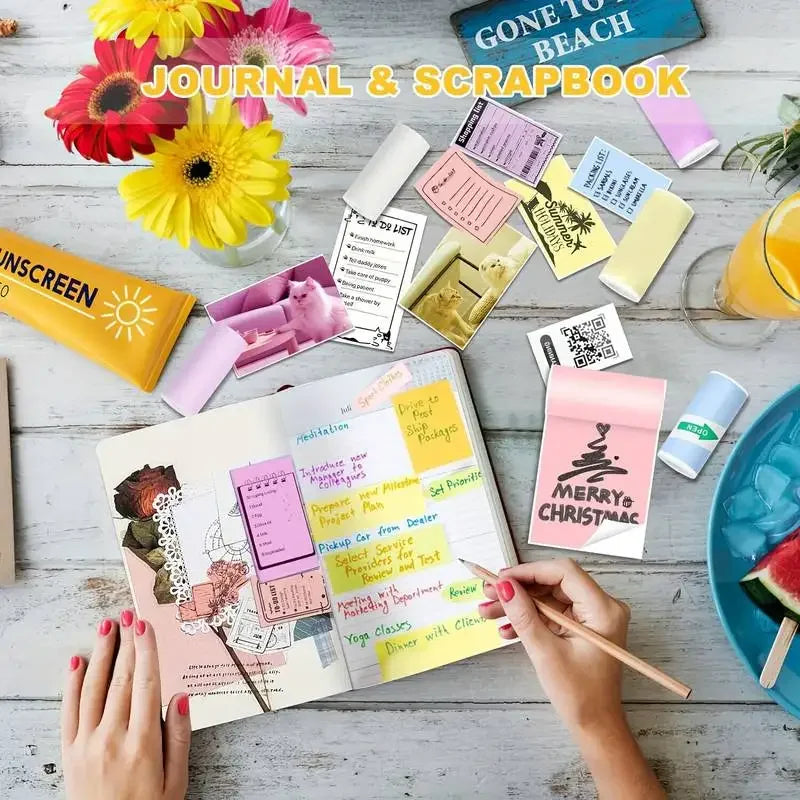 Color Label Sticker Mini Printer Thermal Paper 57mm 10ft Self-adhesive Thermal Printing Paper For Inkless Printing Photo Picture