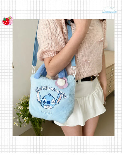 Stitch Women's Plush Shoulder Bags Large Capacity Ctue Crossbody Bag For Pretty Girl Makeup Bag