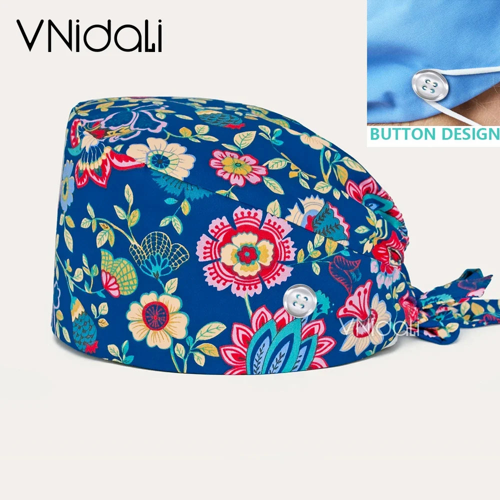 Solid color scrub cap with button pet grooming working Caps  surgical cap Lab work hat  womens Scrub hats nurse accessories