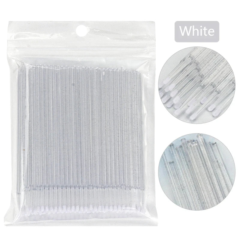 100Pcs Eyelash Cleaning Brush Lash Extension Micro Cotton Swab Individual Eyelashes Microbrush Beauty Makeup Clean Remover Tools