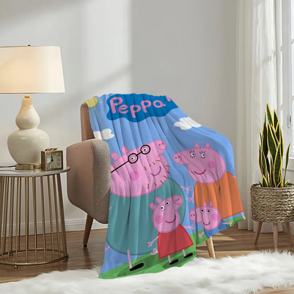 Cartoon Cute P-Pep-pa P-Pig Blanket Blanket for Couch Sofa Travel Home Hiking Picni Bed Beding Flannel Blanket birthday gift