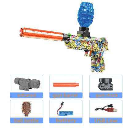 Kids Outdoor Toy Electric Gel Gun Water Ball Bullet Pistols Summer Play Water Shooting Interactive Party Game Children Adult
