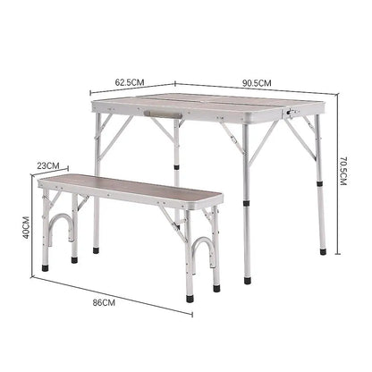 Outdoor Adjustable Picnic Table with Two Benches Parasol Hole Camping Table Foldable