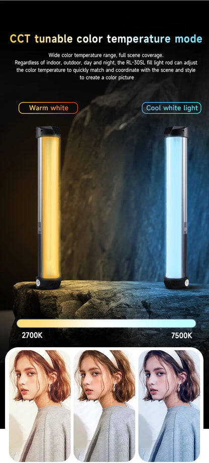 MIAOTU Handheld RGB Colorful Stick Light 30CM Handheld LED Light Wand CRI 95+ 2500K-9000K Photography Studio Lamp